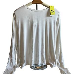All in Motion Women's White Scooped Drapey Long Sleeve Top - Size Medium - NWT